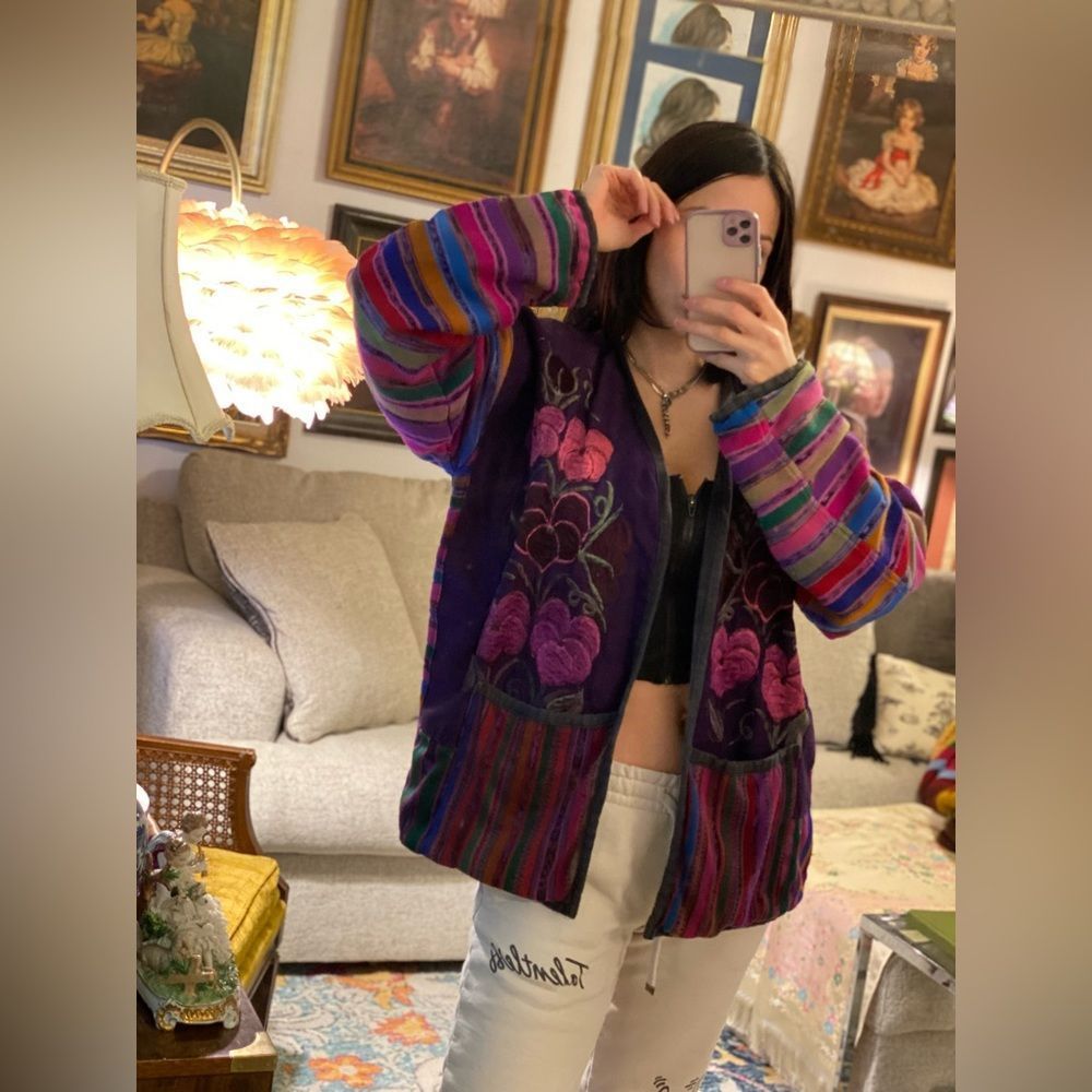 Textile Embroidered Jacket Womens Large